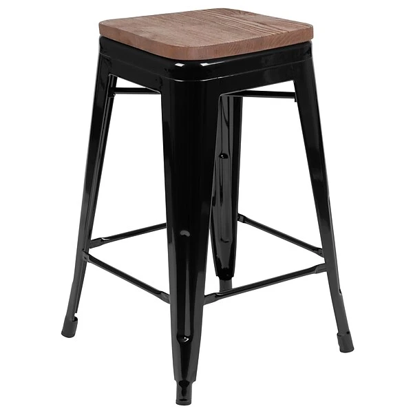 Flash Furniture Metal 24" High Counter-Height Bar Stool, Black, 4-Pieces (4ET31320W24BKR) 7 Flash Furniture Metal 24" High Counter-Height Bar Stool, Black, 4-Pieces (4ET31320W24BKR) - Image 7