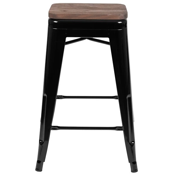Flash Furniture Metal 24" High Counter-Height Bar Stool, Black, 4-Pieces (4ET31320W24BKR) 8 Flash Furniture Metal 24" High Counter-Height Bar Stool, Black, 4-Pieces (4ET31320W24BKR) - Image 8