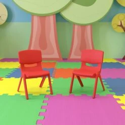 Flash Furniture Plastic School Chair With 10.5" Seat Height, Red, 2-Pieces (2YUYCX003RED)