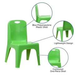 Flash Furniture Plastic School Chair With Carrying Handle And 11'' Seat Height, Green, 2-Pieces (2YUYCX011GREEN) -Popular Furniture sp155708282 s7