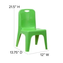 Flash Furniture Plastic School Chair With Carrying Handle And 11'' Seat Height, Green, 2-Pieces (2YUYCX011GREEN) -Popular Furniture sp155708283 s7