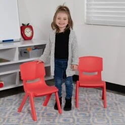 Flash Furniture Plastic School Chair With 10.5" Seat Height, Red, 2-Pieces (2YUYCX003RED) -Popular Furniture sp155708327 s7