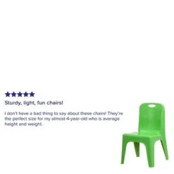 Flash Furniture Plastic School Chair With Carrying Handle And 11'' Seat Height, Green, 2-Pieces (2YUYCX011GREEN) -Popular Furniture sp155708340 s7