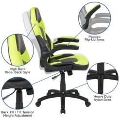Flash Furniture X10 Ergonomic LeatherSoft Swivel Gaming Chair, Neon Green/Black (CH00095GN) -Popular Furniture sp155711499 s7