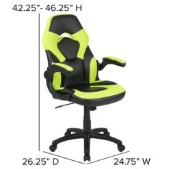 Flash Furniture X10 Ergonomic LeatherSoft Swivel Gaming Chair, Neon Green/Black (CH00095GN) -Popular Furniture sp155711500 s7