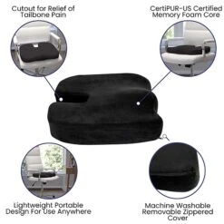 Flash Furniture Ergonomic Memory Foam Seat Cushion, Black (MRSC101BK) -Popular Furniture sp157169581 s7
