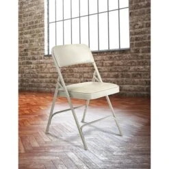 NPS 1200 Series Vinyl Padded Premium Folding Chairs, Warm Grey/Grey, 4/Pack (1202/4) -Popular Furniture sp160038585 s7