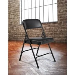 NPS 1200 Series Vinyl Padded Premium Folding Chairs, Caviar Black/Black, 4/Pack (1210/4) -Popular Furniture sp160038611 s7