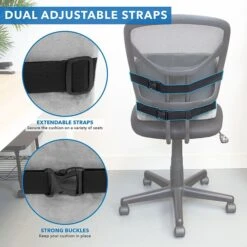 Mount-It! ErgoActive Lumbar Support Cushion With Straps, Breathable Mesh Cover, Gray (MI-1013) -Popular Furniture sp163926972 s7