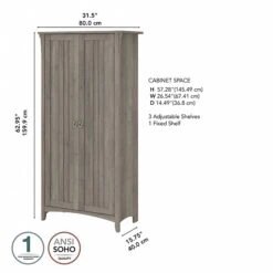 Bush Furniture Salinas 62.95" Tall Storage Cabinet With 4 Shelves, Driftwood Gray (SAS332DG-03) -Popular Furniture sp164751114 s7