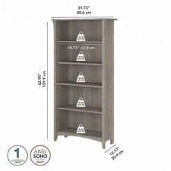 Bush Furniture Salinas 5-Shelf 63"H Bookcase, Driftwood Gray (SAB132DG-03) -Popular Furniture sp164754083 s7