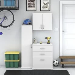 Bush Business Furniture Universal 62" 3-Piece Modular Storage Set With 5 Shelves, White (UNS005WH) -Popular Furniture sp164811474 s7