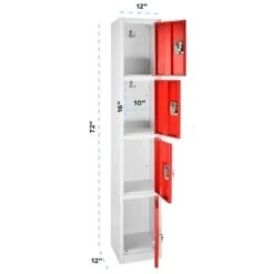 AdirOffice 72" D 4-Compartment Steel Tier Key Lock Red Storage Locker (629-204-RED) -Popular Furniture sp167909675 s7