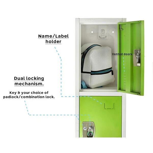AdirOffice 72" 4-Compartment Steel Tier Key Lock Green Storage Locker (629-204-GRN) 4 AdirOffice 72" 4-Compartment Steel Tier Key Lock Green Storage Locker (629-204-GRN) - Image 4