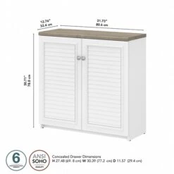 Bush Furniture Fairview 30.71" Small Storage Cabinet With 3 Shelves, Shiplap Gray/Pure White (WC53696-03) -Popular Furniture sp168353580 s7