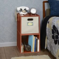 Niche Cubo 28"H X 13"W X 13.25"D 2-Cube Storage Set With 1 Canvas Tote Bin Warm Cherry (PC2PKWC1TOTE) -Popular Furniture sp180106368 s7