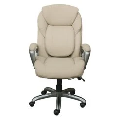 Serta Works My Fit Bonded Leather Executive Office Chair With Tailored Reach, Inspired Ivory (CHR200064)