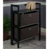 Winsome Torino 3-Pc Folding Bookcase W/ Fabric Baskets, Black/Chocolate (20382)