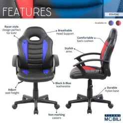 Techni Mobili Kid's Gaming And Student Racer Chair, Blue (RTA-KS40-BL) -Popular Furniture sp21518913 s7
