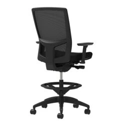 Union & Scale Workplace2.0™ Fabric Stool, Black, Integrated Lumbar, Height & Width Adjustable Arms, Synchro-Tilt Control (53840)