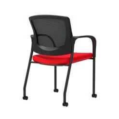 Union & Scale Workplace2.0™ Fabric Guest Chair, Ruby Red, Integrated Lumbar, Fixed Arms, Stationary Seat Control (53709)