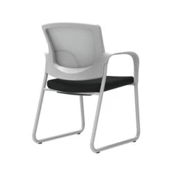 Union & Scale Workplace2.0™ Guest Chair, Black Vinyl, Integrated Lumbar, Fixed Arms, Stationary Seat Control (53750)
