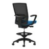 Union & Scale Workplace2.0™ Fabric Stool, Cobalt, Adjustable Lumbar, Fixed Arms, Synchro-Tilt, Partial Assembly Required