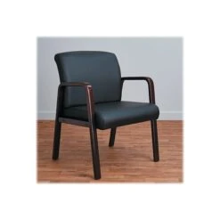 Alera Reception Lounge Leather Guest Chair, Black/Mahogany (ALERL4319M) -Popular Furniture sp42716913 s7