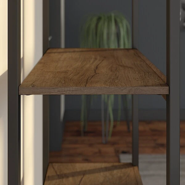 Bush Furniture Latitude 4 Shelf Etagere Bookcase, Rustic Brown Embossed (LAB130RB-03) 2 Bush Furniture Latitude 4 Shelf Etagere Bookcase, Rustic Brown Embossed (LAB130RB-03) - Image 2