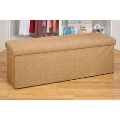 Simplify Faux Linen Triple Folding Storage Ottoman (F-0638-CAMEL-BX) -Popular Furniture sp4765008 s7