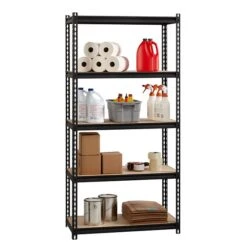 Iron Horse 2300 Lb. Rivet Series 5-Shelf Metal/Particle Board Shelving Unit, 36" W, Black (20992) -Popular Furniture sp54768335 s7