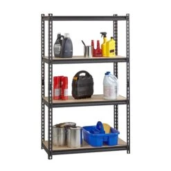Iron Horse 2300 Lb. Rivet Series 4-Shelf Metal/Particle Board Shelving Unit, 36" W, Black (20991) -Popular Furniture sp54768393 s7