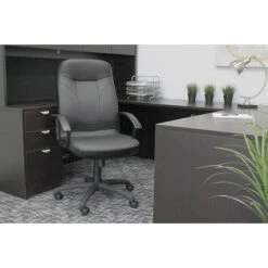 Boss High Back LeatherPlus Chair, Black (B8401) -Popular Furniture sp55968105 s7