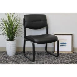 Boss Leather Sled Base Side Chair With Arms, Black (9519) -Popular Furniture sp56296791 s7