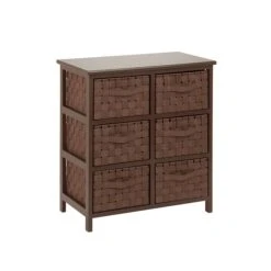 Honey Can Do Woven Strap 6 Drawer Chest With Wooden Frame, Java Brown ( TBL-03758 )