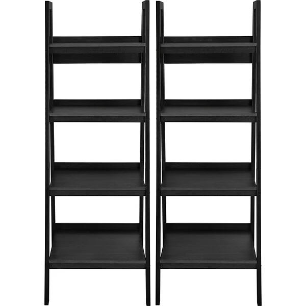 DHP Ameriwood Home Lawrence 4 Shelf Ladder Bookcase Bundle, Black 1 DHP Ameriwood Home Lawrence 4 Shelf Ladder Bookcase Bundle, Black