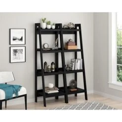 DHP Ameriwood Home Lawrence 4 Shelf Ladder Bookcase Bundle, Black 11 DHP Ameriwood Home Lawrence 4 Shelf Ladder Bookcase Bundle, Black -Popular Furniture sp60784370 s7