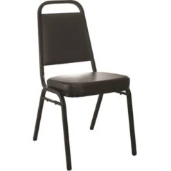 Advantage Black Vinyl-Padded Stackable Chairs 2.5" Padded Seat 2 Pack (627VINYLBBSB2)