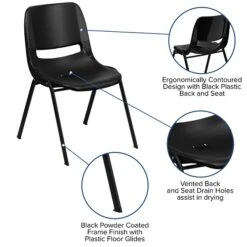 Flash Furniture HERCULES Plastic Shell Stack Chair, Black (RUT-EO1-BK-GG) -Popular Furniture sp80658119 s7