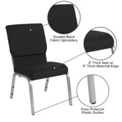Flash Furniture HERCULES™ Fabric Stacking Church Chair, Black, Silver Vein Frame (XUCH60096BKSV) -Popular Furniture sp80658541 s7
