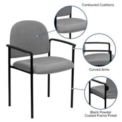 Flash Furniture Fabric Stackable Steel Side Chairs W/Arms (BT5161GY) -Popular Furniture sp80658812 s7