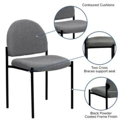 Flash Furniture Fabric Stackable Steel Side Chairs (BT5151GY) -Popular Furniture sp80658884 s7