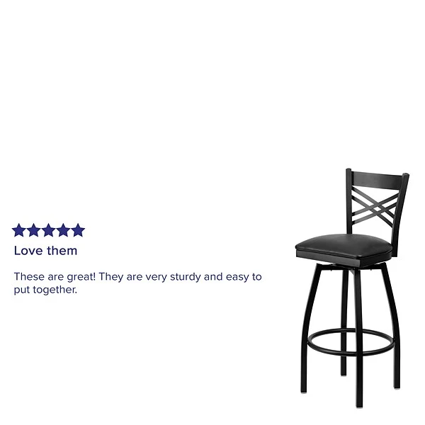 Flash Furniture Traditional Vinyl Restaurant Swivel Barstool With Back, Black (XU6F8BXSWVBKV) 3 Flash Furniture Traditional Vinyl Restaurant Swivel Barstool With Back, Black (XU6F8BXSWVBKV) - Image 3