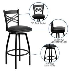 Flash Furniture Traditional Vinyl Restaurant Swivel Barstool With Back, Black (XU6F8BXSWVBKV) 11 Flash Furniture Traditional Vinyl Restaurant Swivel Barstool With Back, Black (XU6F8BXSWVBKV) -Popular Furniture sp81131042 s7