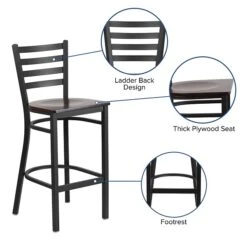 Flash Furniture Traditional Wood Restaurant Barstool With Back, Walnut (XUDG697BBARWAW) -Popular Furniture sp81615469 s7