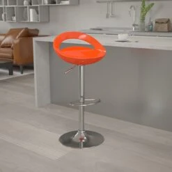 Flash Furniture Contemporary Plastic Adjustable Height Barstool With Back, Orange (CHTC31062ORG)