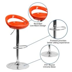 Flash Furniture Contemporary Plastic Adjustable Height Barstool With Back, Orange (CHTC31062ORG) 11 Flash Furniture Contemporary Plastic Adjustable Height Barstool With Back, Orange (CHTC31062ORG) -Popular Furniture sp82711541 s7