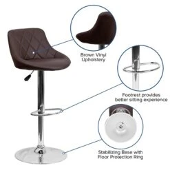 Flash Furniture Contemporary Vinyl Adjustable Height Barstool With Back, Brown (CH82028ABRN) 11 Flash Furniture Contemporary Vinyl Adjustable Height Barstool With Back, Brown (CH82028ABRN) -Popular Furniture sp82711899 s7
