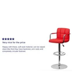 Flash Furniture Contemporary Vinyl Adjustable Height Barstool With Back, Red (CH102029RED) -Popular Furniture sp82712164 s7