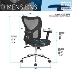 Techni Mobili Mesh Back Fabric Task Chair, Black (RTA-0098M-BK) -Popular Furniture sp88390985 s7